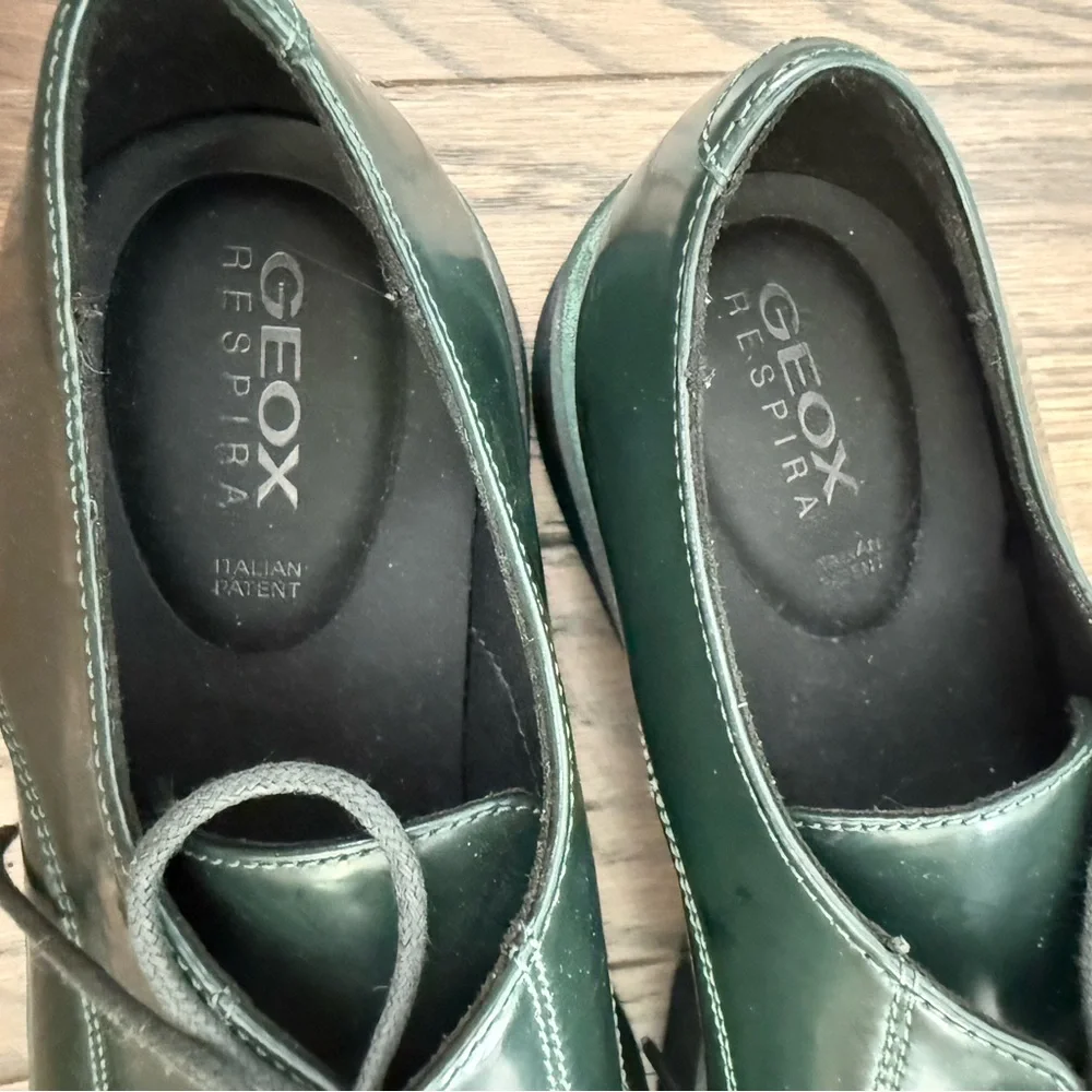 Geox Respira Dark Forest Green Derby’s Platform Oxfords